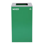 29 Gallon Trash/recycling Cans, Steel, Green Mixed Recycling Can With Square Lid, Black Trash Can With Square Lid