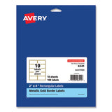White Easy Peel Mailing Labels With Metallic Border, Inkjet/laser Printers, 2 X 4, White, 10/sheet, 10 Sheets/pack