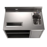 Stainless Steel Beverage Table With Right Sink, Rectangular, 30" X 48" X 41.5", Silver, Ships In 4-6 Business Days