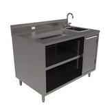Stainless Steel Beverage Table With Right Sink, Rectangular, 30" X 48" X 41.5", Silver, Ships In 4-6 Business Days