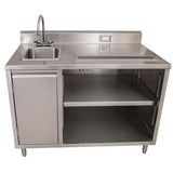 Stainless Steel Beverage Table With Left Sink, Rectangular, 30" X 60" X 41.5", Silver Top/base, Ships In 4-6 Business Days