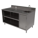 Stainless Steel Beverage Table With Right Sink, Rectangular, 30" X 60" X 41.5", Silver Top/base, Ships In 4-6 Business Days