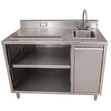 Stainless Steel Beverage Table With Right Sink, Rectangular, 30" X 60" X 41.5", Silver Top/base, Ships In 4-6 Business Days