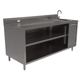 Stainless Steel Beverage Table With Right Sink, Rectangular, 30" X 72" X 41.5", Silver, Ships In 4-6 Business Days