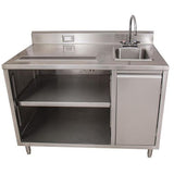 Stainless Steel Beverage Table With Right Sink, Rectangular, 30" X 72" X 41.5", Silver, Ships In 4-6 Business Days