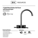 Evolution Splash Mount Stainless Steel Faucet, 12.38" Height/8" Reach, Stainless Steel, Ships In 4-6 Business Days