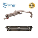 Evolution Splash Mount Stainless Steel Faucet, 4.69" Height/12" Reach, Stainless Steel, Ships In 4-6 Business Days