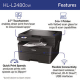 Wireless Hl-l2480dw Compact Monochrome Multi-function Laser Printer, Copy/print/scan
