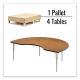 Adjustable Activity Table, Kidney Shape, 72" X 48" X 19" To 29", Med Oak Top, Gray Legs, 4/pallet, Ships In 4-6 Business Days