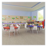 Height Adjustable Activity Tables, Round, 60" X 19" To 29", Medium Oak Top, Black Legs, 4/pallet, Ships In 4-6 Business Days