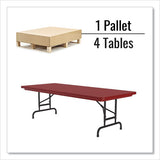 Adjustable Folding Tables, Rectangular, 72" X 30" X 22" To 32", Red Top, Black Base, 4/pallet, Ships In 4-6 Business Days