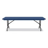 Adjustable Folding Tables, Rectangular, 72" X 30" X 22" To 32", Blue Top, Black Legs, 4/pallet, Ships In 4-6 Business Days