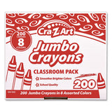 Jumbo Crayons, 8 Assorted Colors, 200/pack