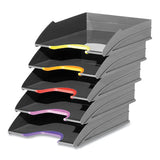Varicolor 5-compartment Stackable Plastic Letter Tray Set, Letter To Folio Size Files, 10.39 X 13.23 X 2.91, Anthracite Gray