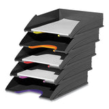 Varicolor 5-compartment Stackable Plastic Letter Tray Set, Letter To Folio Size Files, 10.39 X 13.23 X 2.91, Anthracite Gray