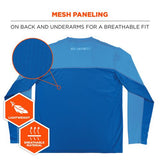 Chill-its 6689 Cooling Long Sleeve Sun Shirt With Uv Protection, X-large, Blue, Ships In 1-3 Business Days