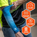 Chill-its 6695 Sun Protection Arm Sleeves, Polyester/spandex, Medium/large, Blue, Ships In 1-3 Business Days