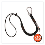 Squids 3105 Tool Lanyard W/aluminum Carabiner+cinch-loop, 15lb Max Work Cap,32" To 48",black,10/pk,ships In 1-3 Business Days