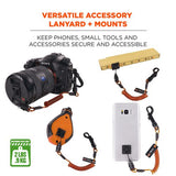 Squids 3151 Coil Lanyard Swivel Hook/detachable Loop, Mini Adhesive Mount, 2 Lb Max, 12", Black/orange, Ships In 1-3 Bus Days