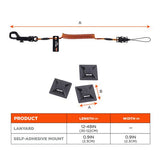 Squids 3151 Coil Lanyard Swivel Hook/detachable Loop, Mini Adhesive Mount, 2 Lb Max, 12", Black/orange, Ships In 1-3 Bus Days