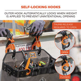 Squids 3178 Locking Aerial Bucket Hook, Tethering Pt, 8.27 X 6.69 X 2.17, Black/orange, Max 40 Lb,2/pk, Ships In 1-3 Bus Days