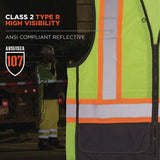 Glowear 8251hdz Class 2 Two-tone Hi-vis Safety Vest, 2x-large To 3x-large, Lime, Ships In 1-3 Business Days