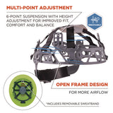 Skullerz 8968 Class C Lightweight Full Brim Hard Hat, Adjustable Venting, 6-pt Rachet Suspension, Lime, Ships In 1-3 Bus Days