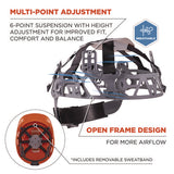 Skullerz 8966 Class C Lightweight Capstyle Hard Hat, Adjustable Venting, 6-pt Rachet Suspension, Orange,ships In 1-3 Bus Days