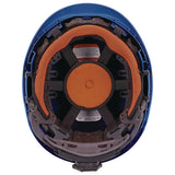 Skullerz 8977led Class C Safety Helmet With Led Light And Adjustable Venting, 6-point Ratchet Suspension, Blue