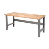 Standard Duty Butcher Block Top Adj Height Workbench, 2,000 Lbs, 60 X 30 X 30.88 To 36.88, Gray, Ships In 1-3 Bus. Days