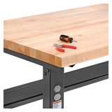 Standard Duty Butcher Block Top Adj Height Workbench, 2,000 Lbs, 72 X 30 X 30.88 - 36.88, Maple/black