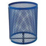 Outdoor Diamond Steel Trash Can, Rain Bonnet Lid, 36 Gal, Blue