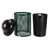 Outdoor Diamond Steel Trash Can, 36 Gal, Dome Lid, Green, Ships In 1-3 Business Days