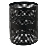 Outdoor Perforated Steel Trash Can With Dome Lid, 36 Gal, Steel, Black, Ships In 1-3 Business Days