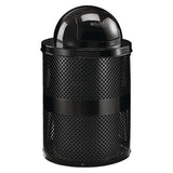 Outdoor Perforated Steel Trash Can With Dome Lid, 36 Gal, Steel, Black, Ships In 1-3 Business Days