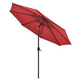 Outdoor Umbrella With Tilt Mechanism, 102" Span, 94" Long, Red Canopy, Black Handle, Ships In 1-3 Business Days
