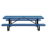 Expanded Steel Picnic Table, Rectangular, 96 X 62 X 29.5, Blue Top, Blue Base/legs, Ships In 1-3 Business Days
