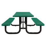 Expanded Steel Picnic Table, Rectangular, 96 X 62 X 29.5, Green Top, Green Base/legs