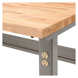 Standard Duty Butcher Block Top Adj Height Workbench, 2,000 Lbs, 60 X 30 X 30.88 To 36.88, Birch/gray, Ships In 1-3 Bus. Days