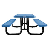 Perforated Steel Picnic Table, Rectangular, 72 X 62 X 29.5, Blue Top, Blue Base/legs