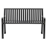 Steel Slat Benches With Back, 48 X 27 X 31, Black