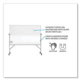 Reversible Magnetic Hygienic Porcelain Whiteboard, Satin Aluminum Frame/stand, 96 X 48, White Surface, Ships In 7-10 Bus Days