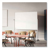 Reversible Magnetic Hygienic Porcelain Whiteboard, Satin Aluminum Frame/stand, 96 X 48, White Surface, Ships In 7-10 Bus Days