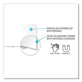 Magnetic Porcelain Whiteboard With Satin Aluminum Frame And Map Rail, 144.59 X 60.47, White Surface, Ships In 7-10 Bus Days