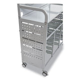 Callero Makerspace Trolley Set 01, Metal, 1 Shelf, 12 F1 Bins, 3 F2 Bins, 42.9" X 17.3" X 61.8", Silver/royal Blue