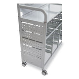 Callero Makerspace Trolley Set 1, Metal, 1 Shelf, 12 F1 Shallow Bins, 3 F2 Deep Bins, 42.9" X 17.3" X 61.8", Silver/flame Red
