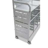 Callero Makerspace Trolley Set 01, Metal, 1 Shelf, 12 F1 Bins, 3 F2 Bins, 42.9" X 17.3" X 61.8", Silver/grass Green