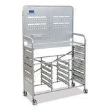 Callero Makerspace Trolley Set 01, Metal, 1 Shelf, 12 F1 Bins, 3 F2 Bins, 42.9" X 17.3" X 61.8", Silver/grass Green