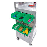 Callero Makerspace Trolley Set 01, Metal, 1 Shelf, 12 F1 Bins, 3 F2 Bins, 42.9" X 17.3" X 61.8", Silver/light Gray