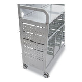 Callero Makerspace Trolley Set 01, Metal, 1 Shelf, 12 F1 Bins, 3 F2 Bins, 42.9" X 17.3" X 61.8", Silver/translucent Frost